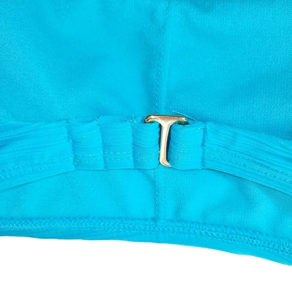 Salt + Cove NWT Blue Low Scoop Neck Ribbed Bralette Bikini Top Junior's Size L